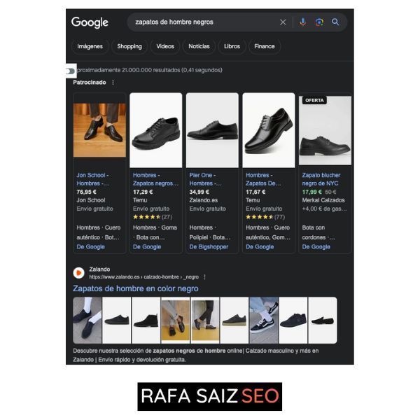 ejemplo de serps antes una keyword long tail